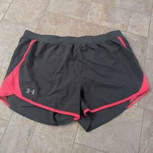 Under Armour Women's Charcoal and Neon Pink Athletic Shorts